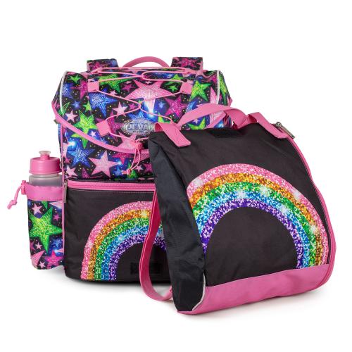 schoolbag with stars and rainbow