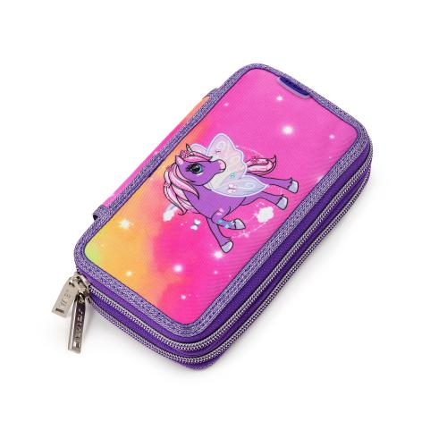 rainbow alicorn twozip pencil case