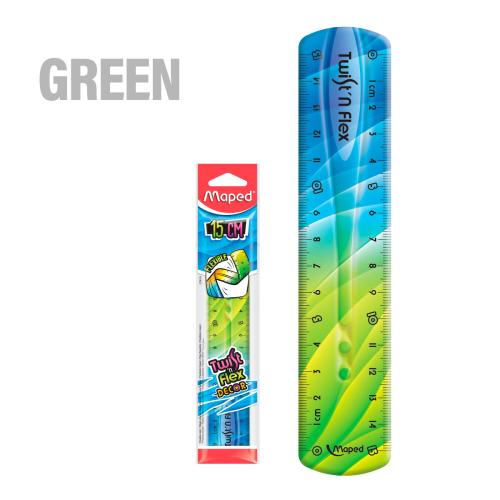 metric ruler 15 cm green