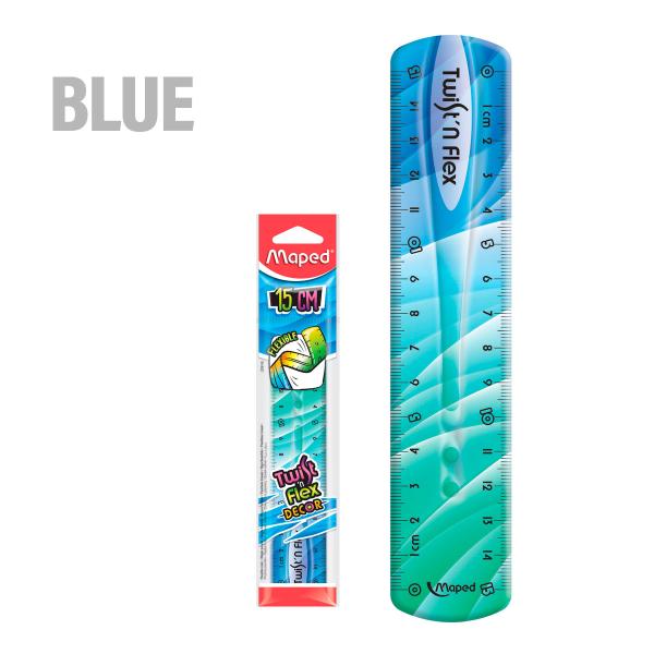 metric ruler 15 cm blue - for children