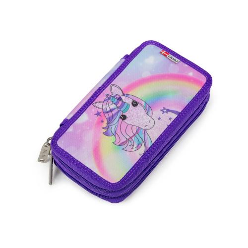 unicorn pencil case with 2 compartments