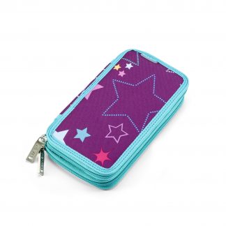 pencil case with content Purple Stars TWOZIP from JEVA