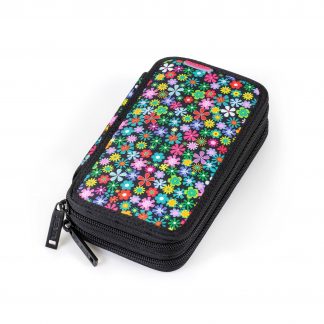 double pencil case with flowers