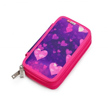 Pencil case with pink hearts