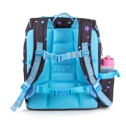 skoletasken har ergonomisk rygstøtte og elastisk mavebælte