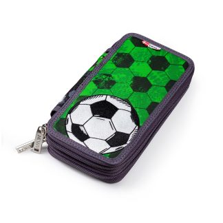 double pencil case with football